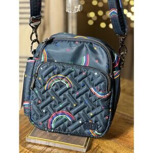 New Lug Compass Crossbody Bag Rainbow Navy Multi Pocket Bag New With Tags